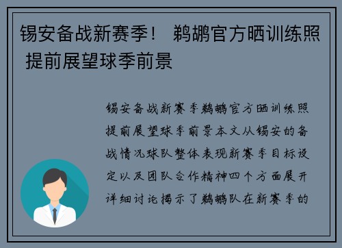 锡安备战新赛季！ 鹈鹕官方晒训练照 提前展望球季前景